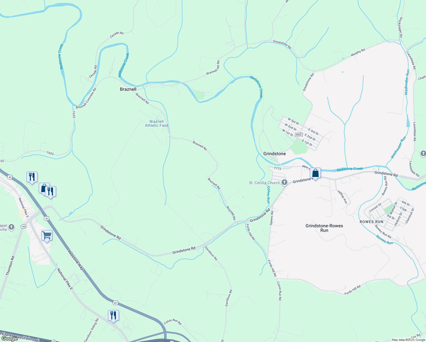 map of restaurants, bars, coffee shops, grocery stores, and more near in Grindstone