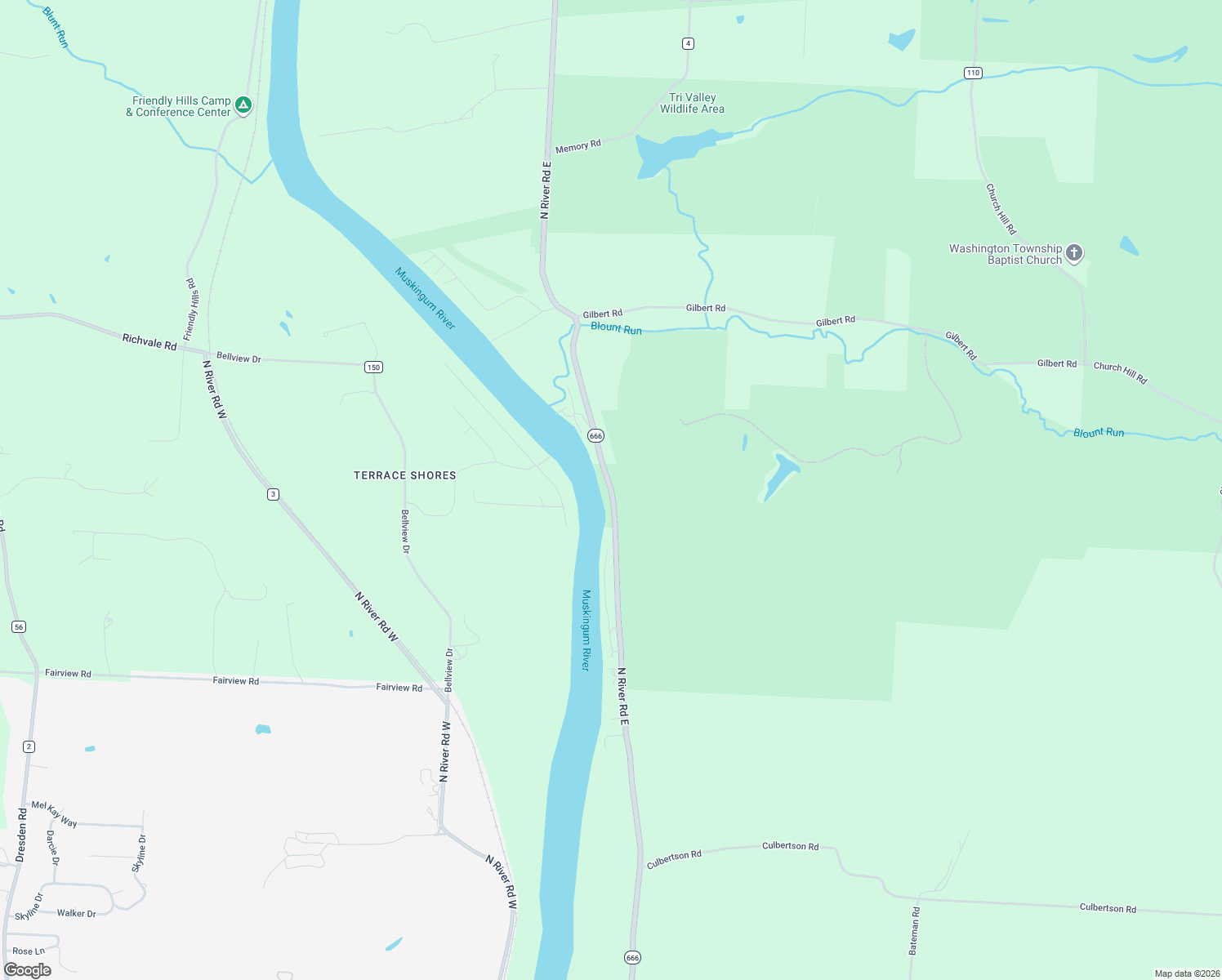 map of restaurants, bars, coffee shops, grocery stores, and more near 4836 North River Road East in Zanesville