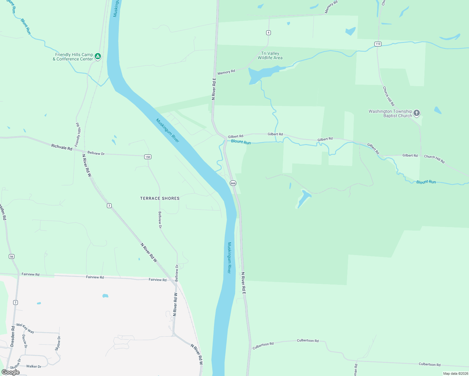 map of restaurants, bars, coffee shops, grocery stores, and more near 4836-4998 North River Road in Zanesville