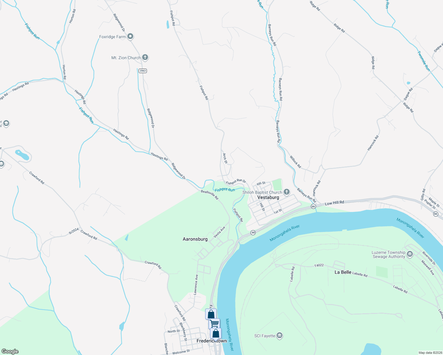 map of restaurants, bars, coffee shops, grocery stores, and more near 11 Vine Street in Vestaburg