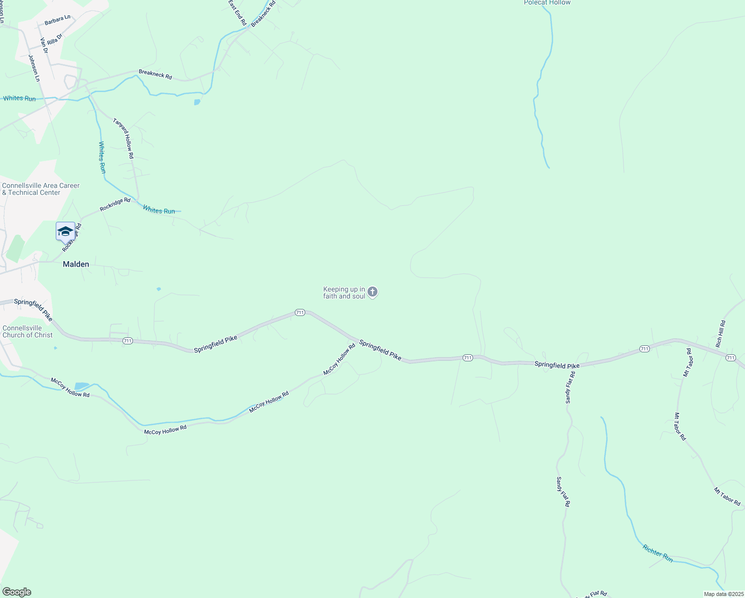 map of restaurants, bars, coffee shops, grocery stores, and more near in Connellsville
