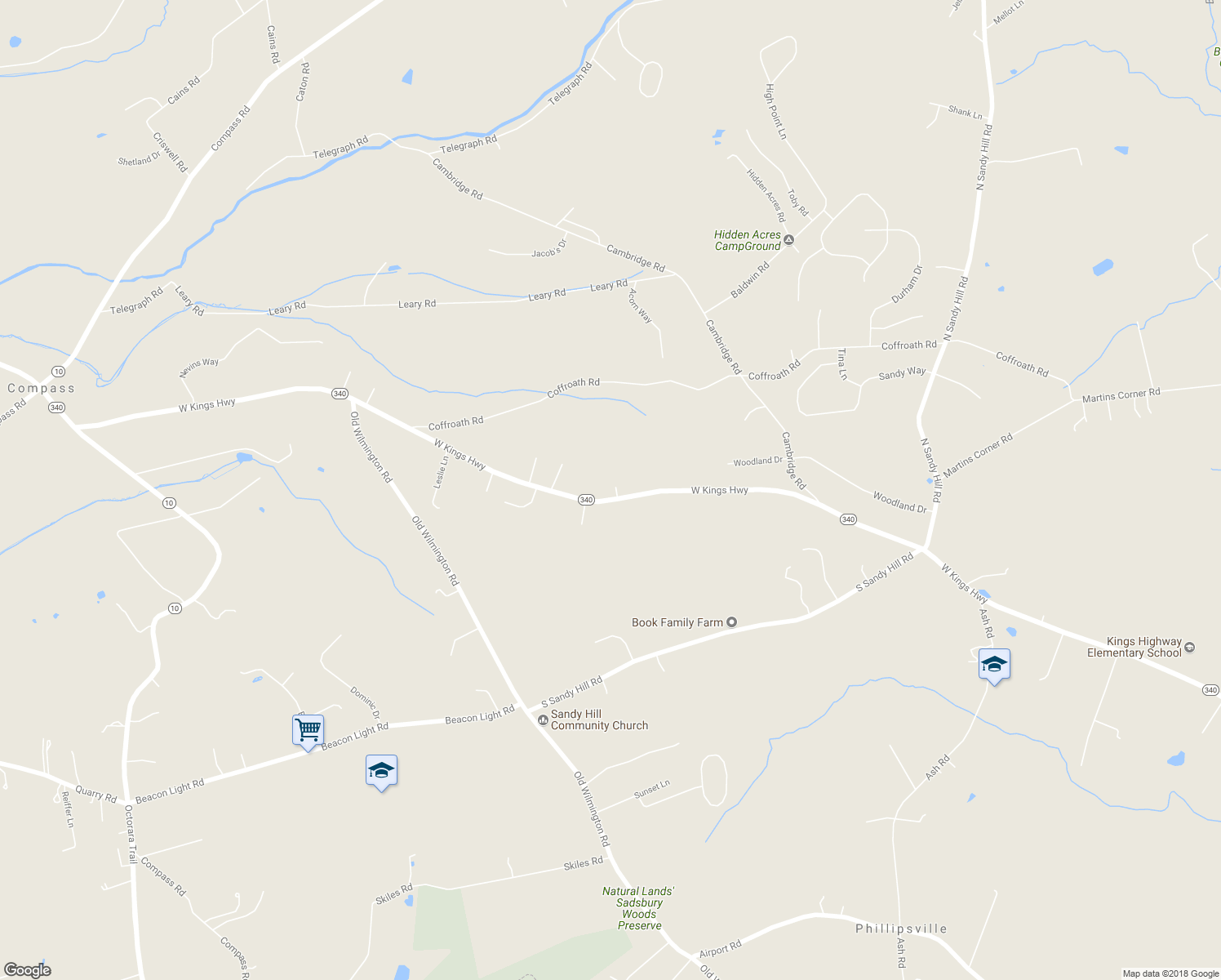 map of restaurants, bars, coffee shops, grocery stores, and more near 1103 West Kings Highway in Coatesville