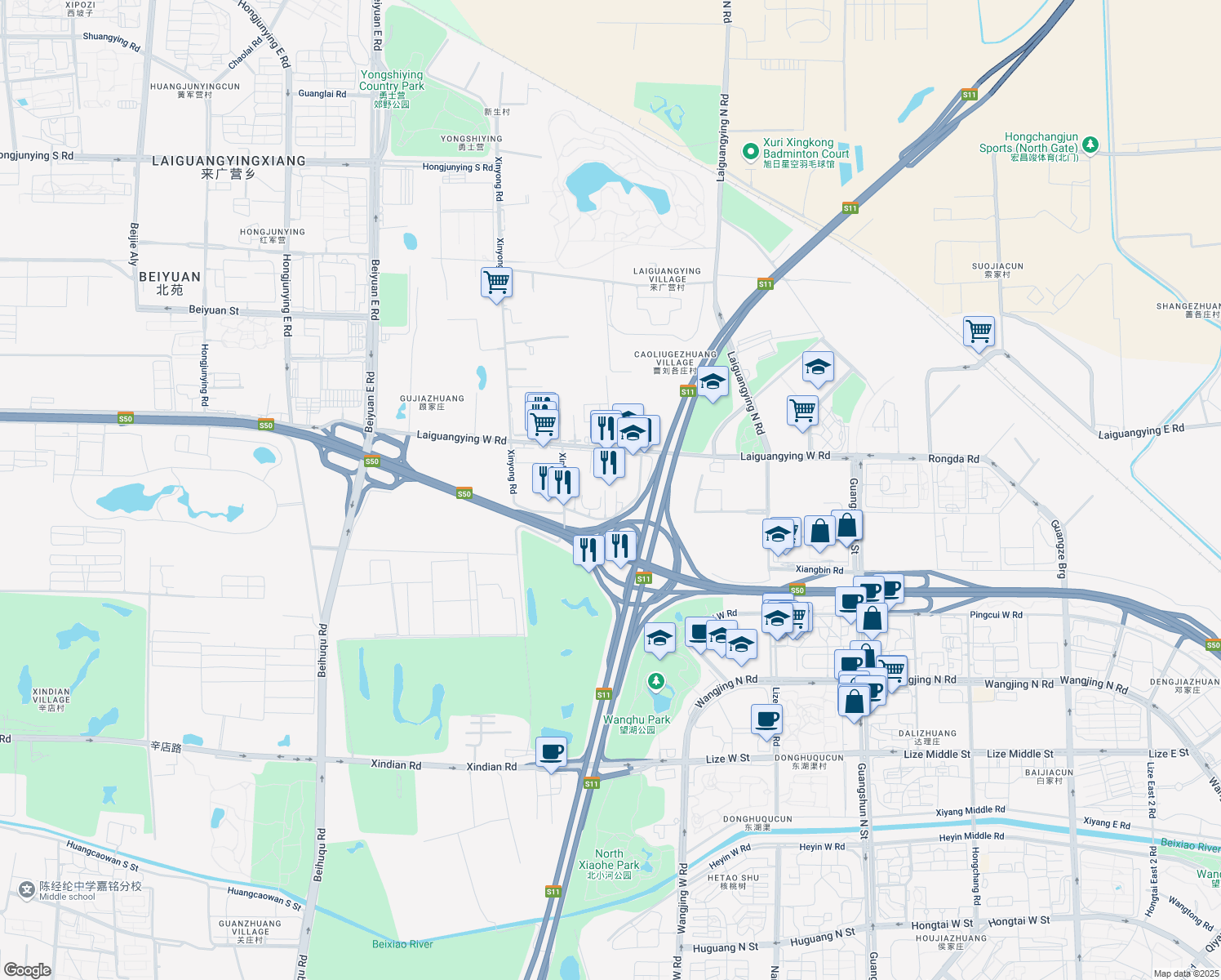 map of restaurants, bars, coffee shops, grocery stores, and more near in Beijing