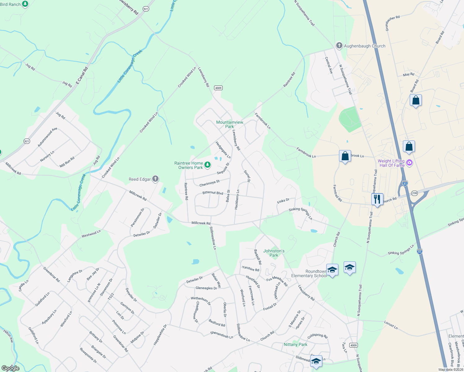 map of restaurants, bars, coffee shops, grocery stores, and more near 3075 Balsa St in York