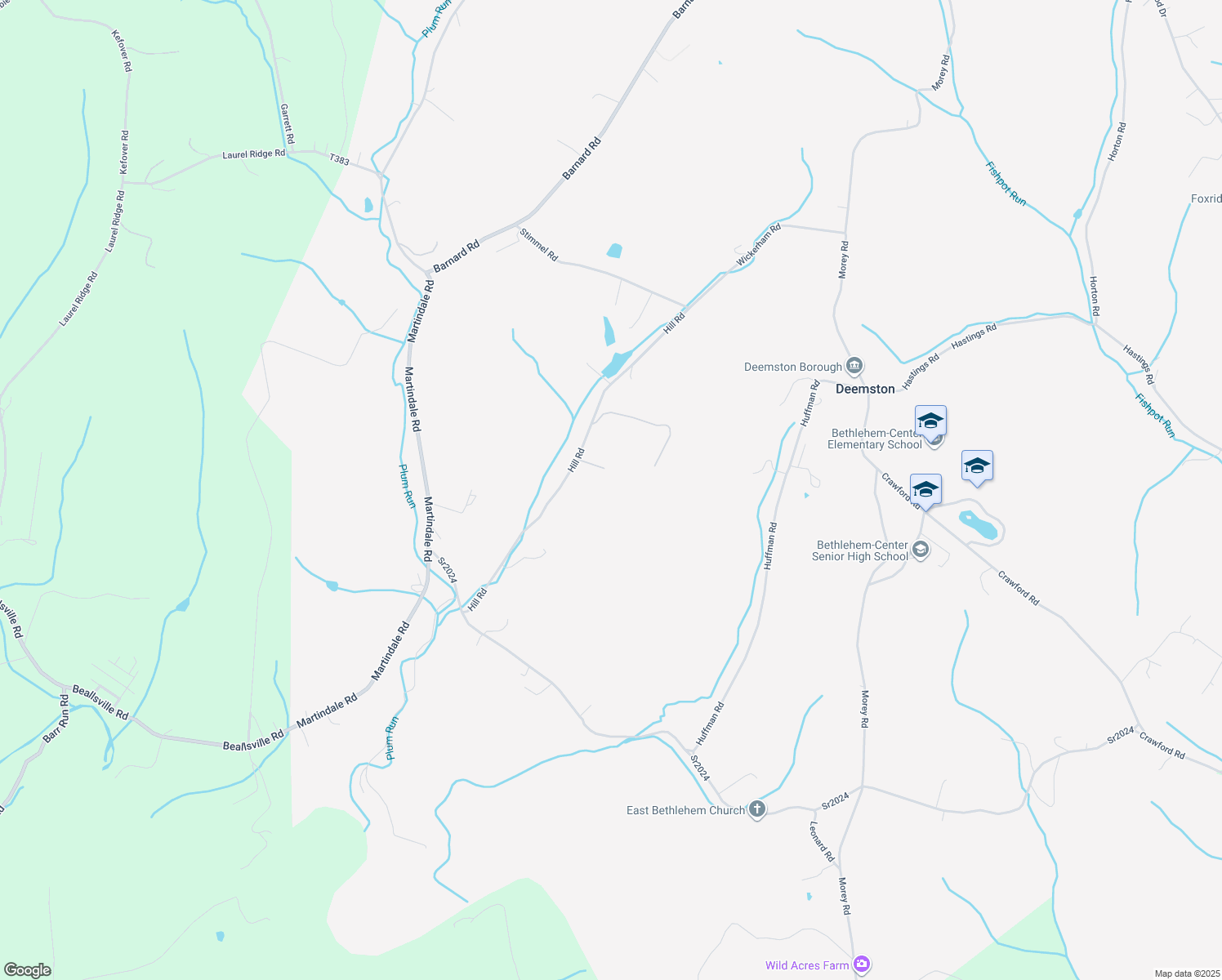 map of restaurants, bars, coffee shops, grocery stores, and more near 48 Hill Road in Fredericktown