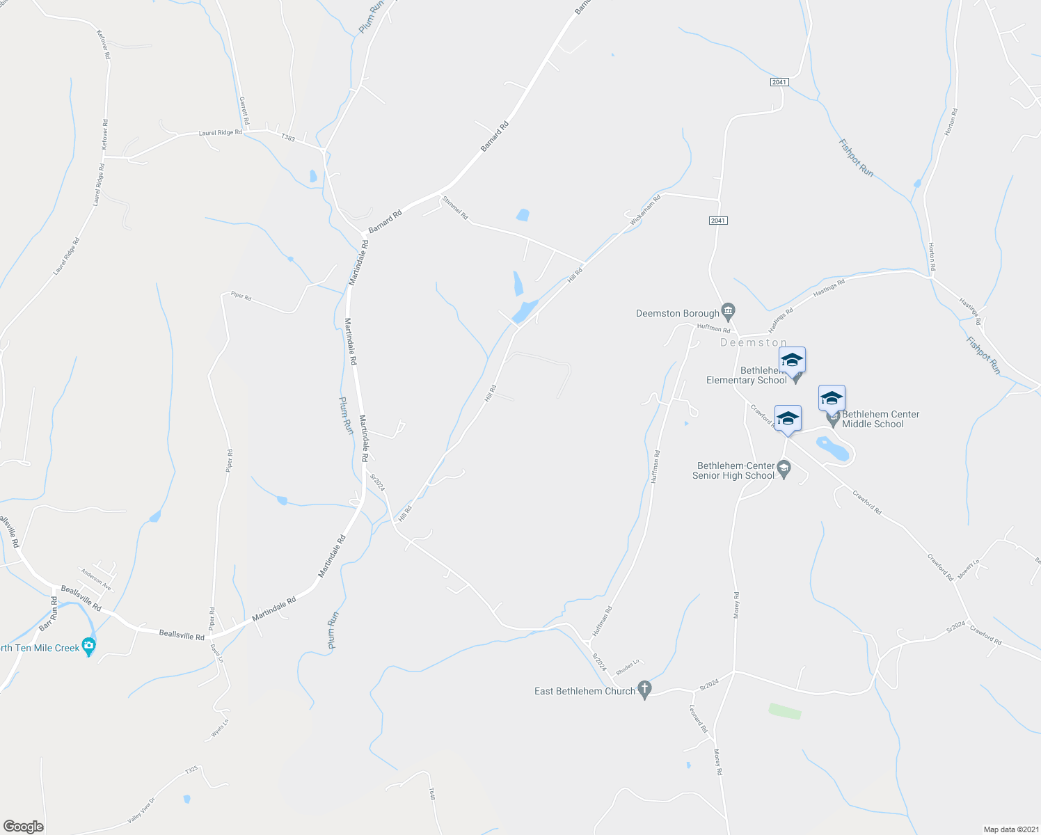 map of restaurants, bars, coffee shops, grocery stores, and more near 48 Hill Road in Fredericktown