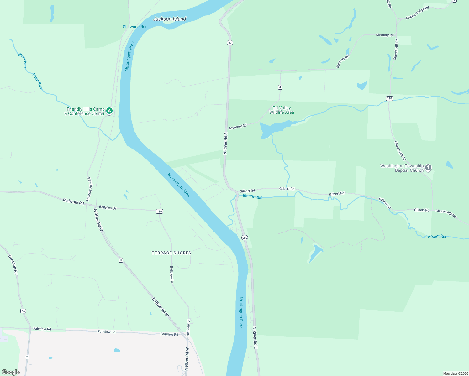 map of restaurants, bars, coffee shops, grocery stores, and more near 5440 North River Road East in Zanesville