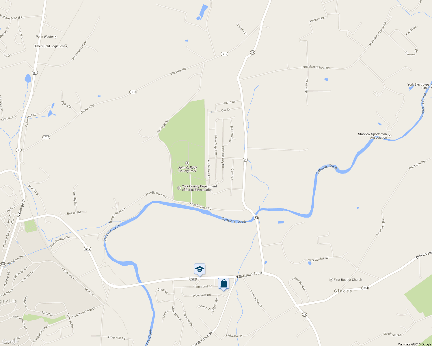 map of restaurants, bars, coffee shops, grocery stores, and more near 60 Silver Maple Court in Mount Wolf