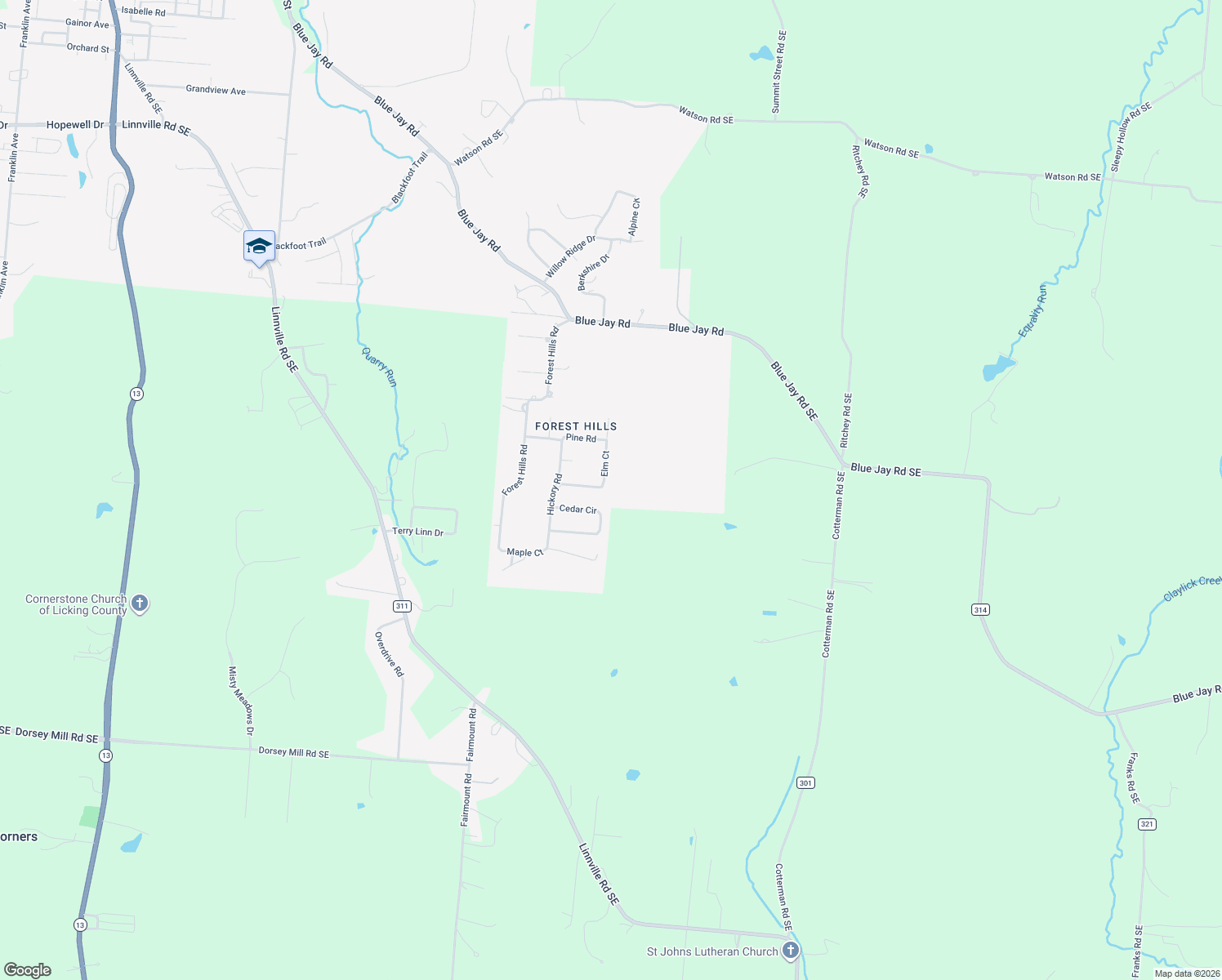 map of restaurants, bars, coffee shops, grocery stores, and more near 930 Elm Court in Heath