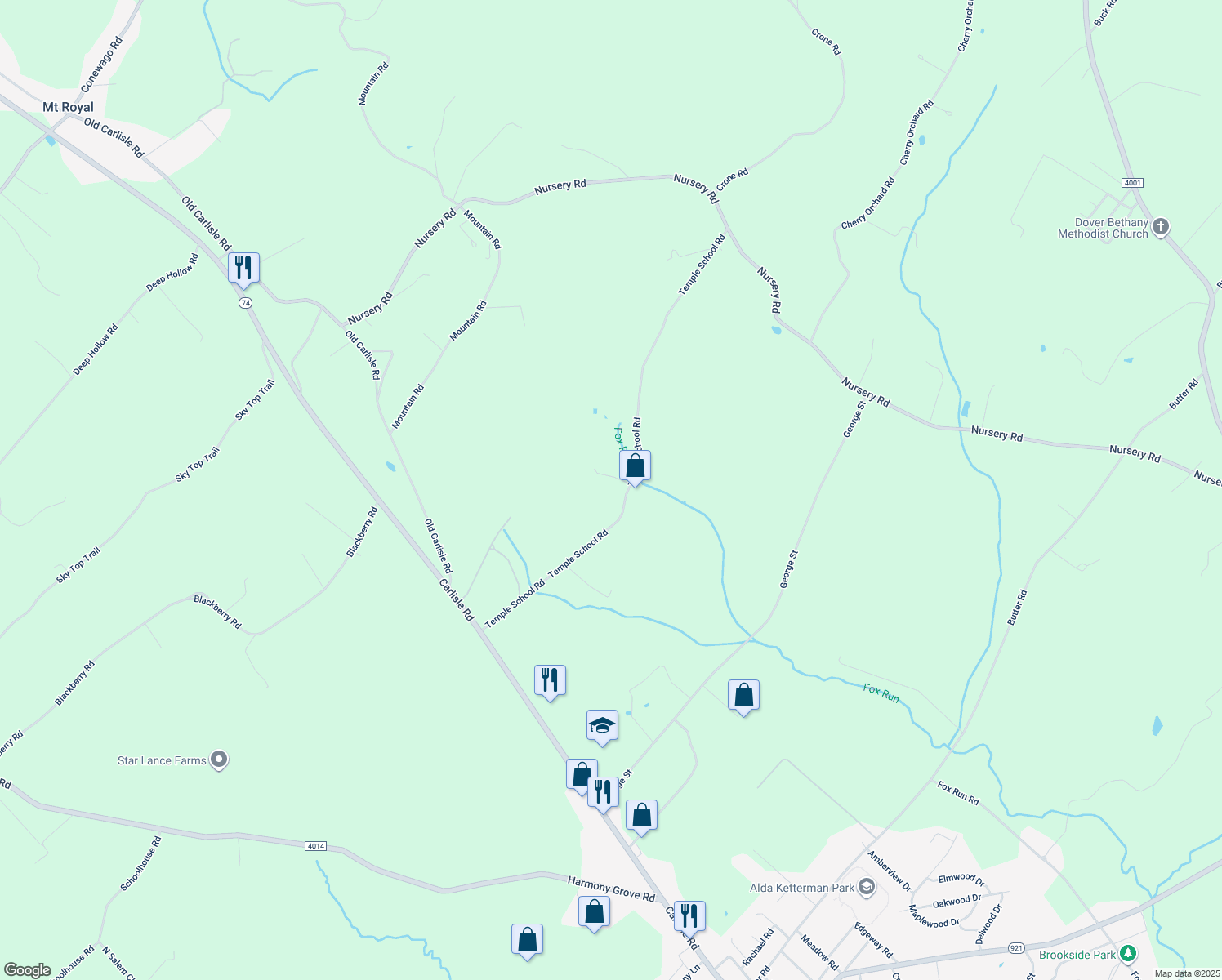 map of restaurants, bars, coffee shops, grocery stores, and more near 4955 Geiselman Ct in Dover