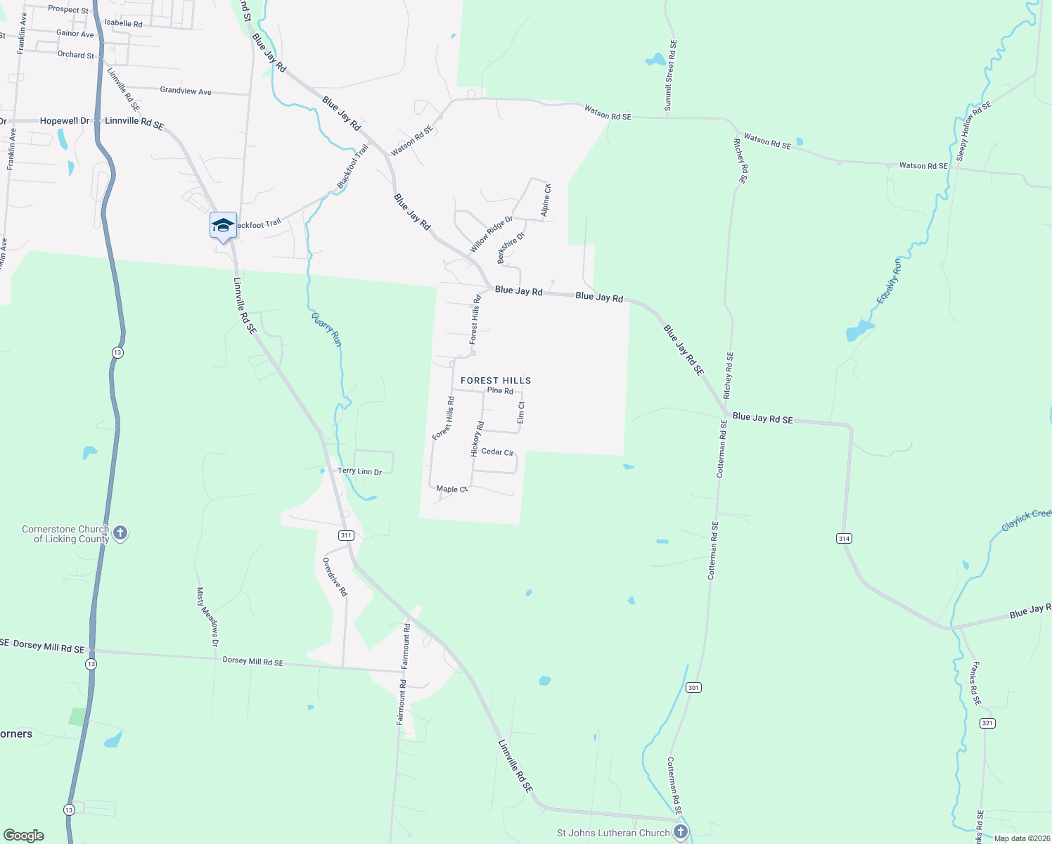 map of restaurants, bars, coffee shops, grocery stores, and more near 930 Elm Court in Heath