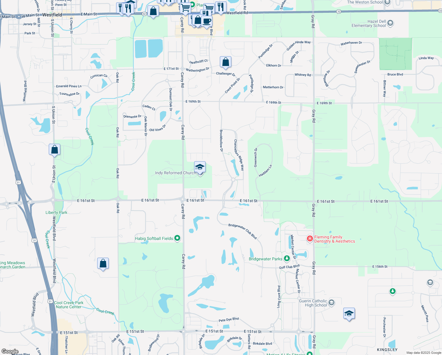 map of restaurants, bars, coffee shops, grocery stores, and more near 3736 Slippery Rock Court in Noblesville