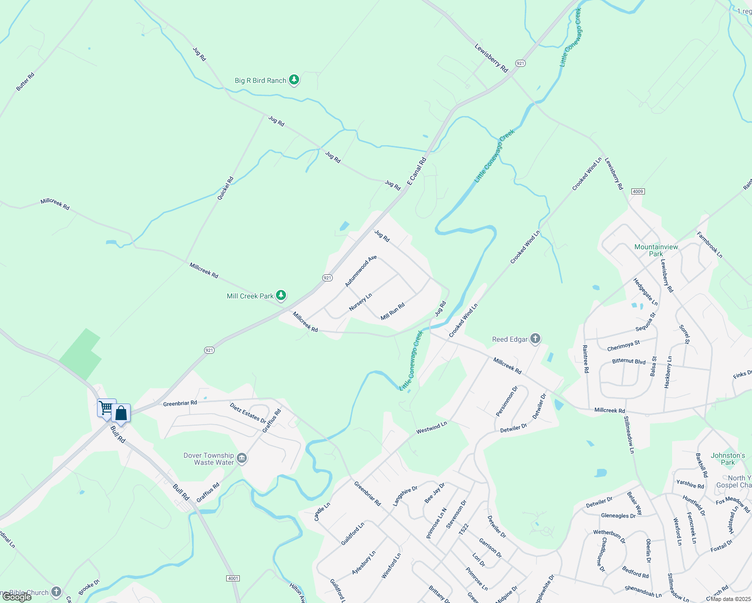 map of restaurants, bars, coffee shops, grocery stores, and more near 60 Nursery Ln in York