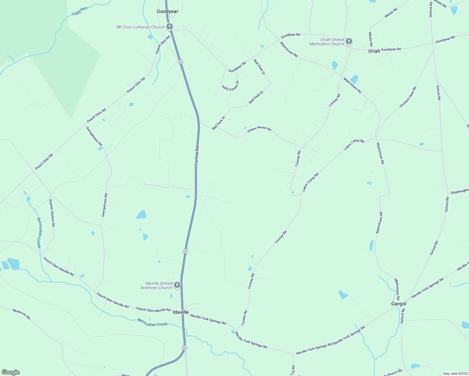 map of restaurants, bars, coffee shops, grocery stores, and more near 3951 Carlisle Road in Gardners