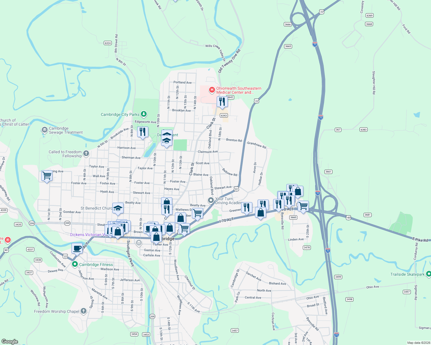 map of restaurants, bars, coffee shops, grocery stores, and more near 702 Oakland Boulevard in Cambridge