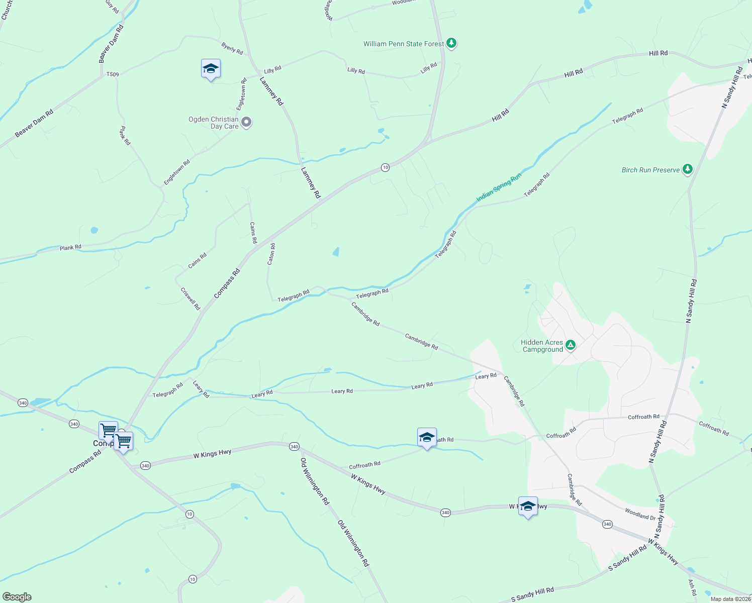 map of restaurants, bars, coffee shops, grocery stores, and more near 1942 Telegraph Road in Honey Brook