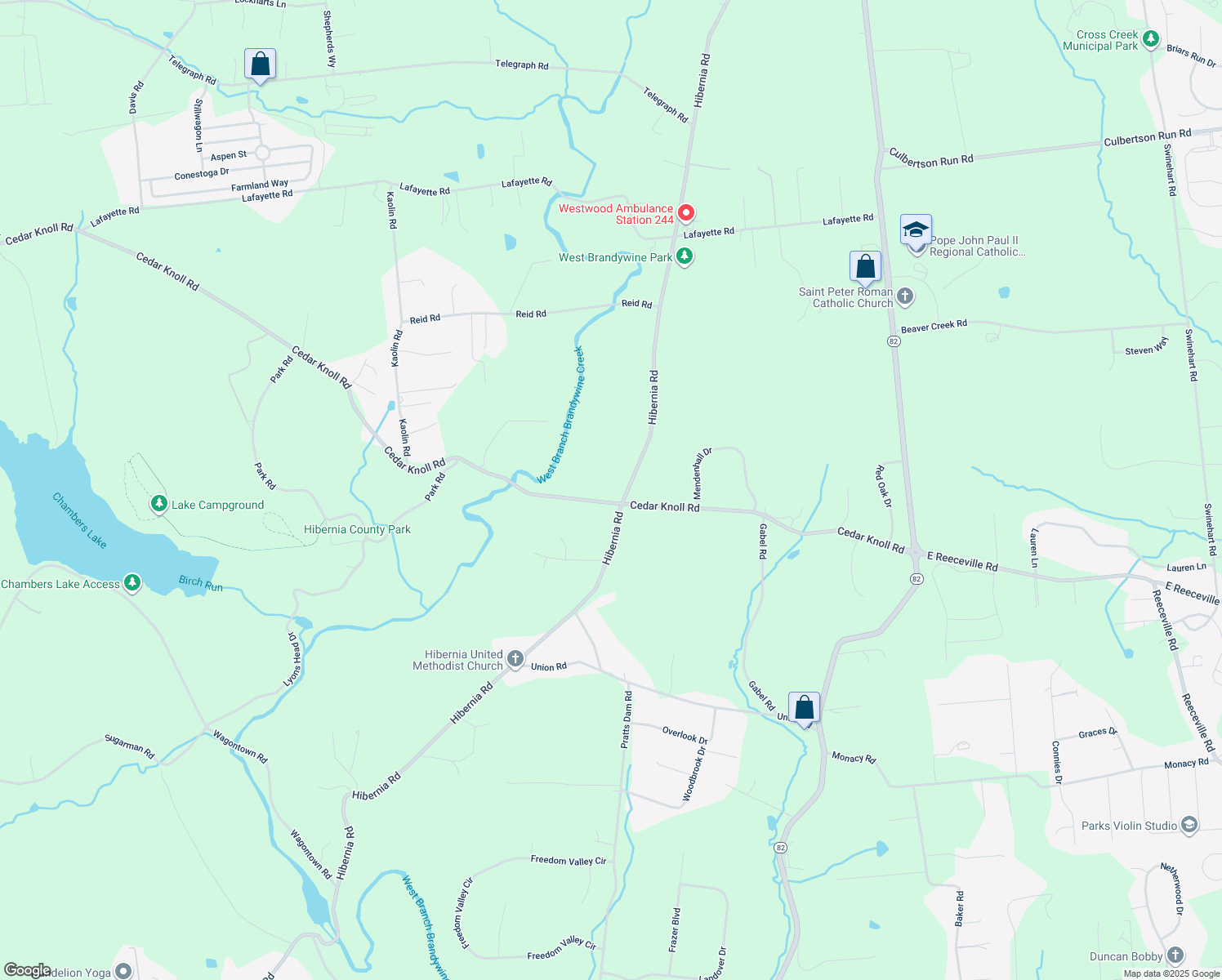 map of restaurants, bars, coffee shops, grocery stores, and more near 207 Cedar Knoll Rd in Coatesville