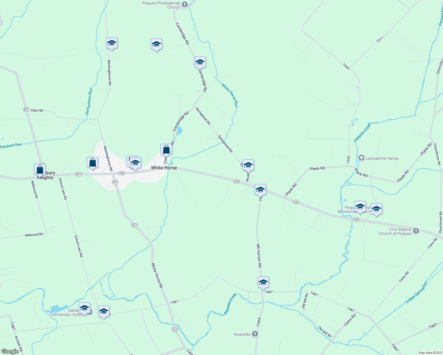 map of restaurants, bars, coffee shops, grocery stores, and more near 5731 Old Philadelphia Pike in Gap