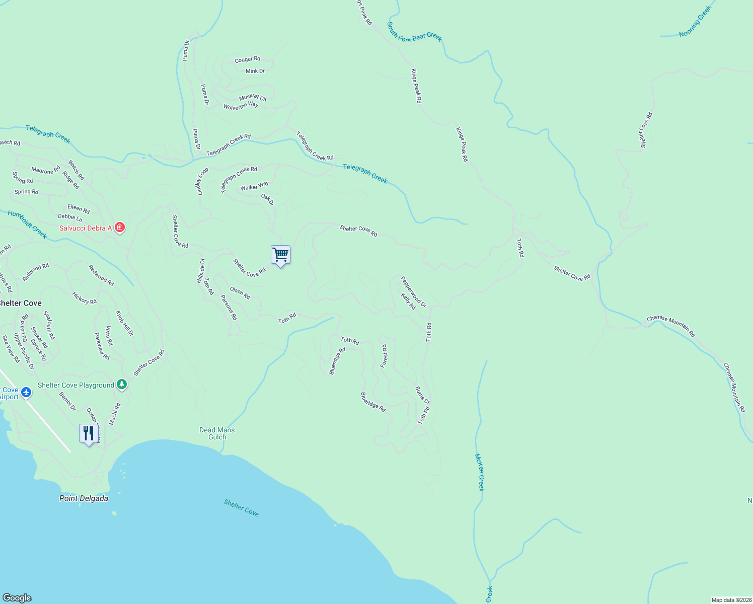 map of restaurants, bars, coffee shops, grocery stores, and more near 81-129 Vance Rd in Whitethorn