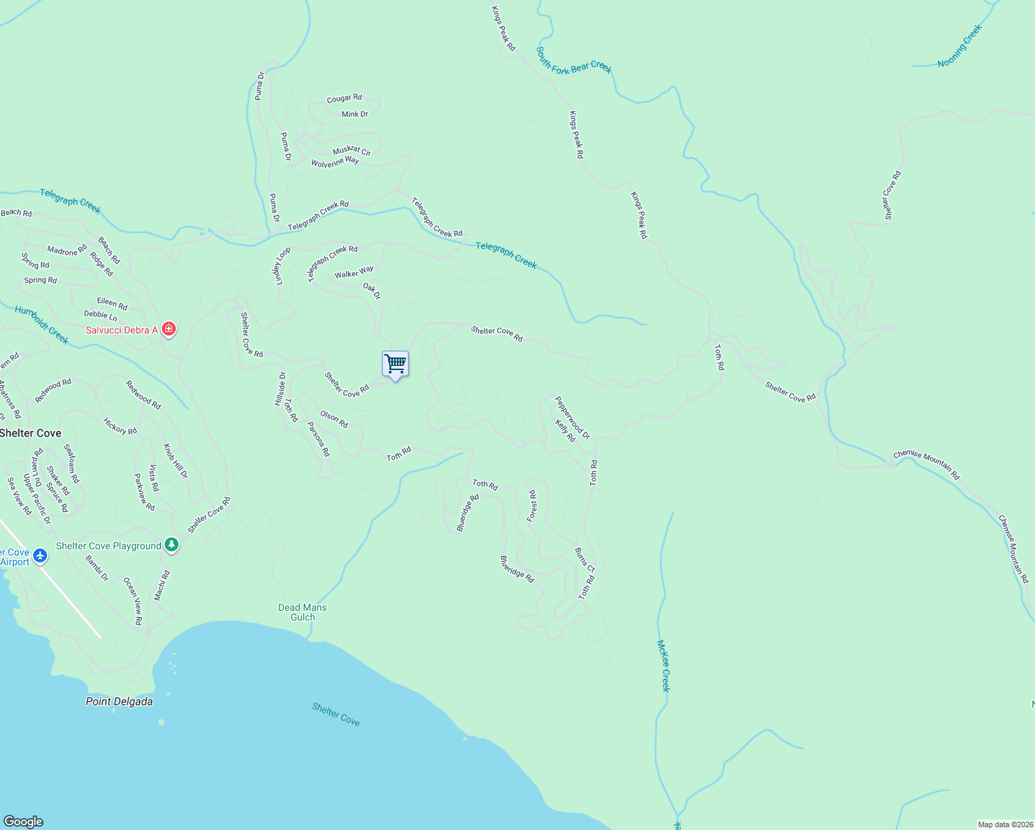map of restaurants, bars, coffee shops, grocery stores, and more near 129 Vance Rd in Whitethorn