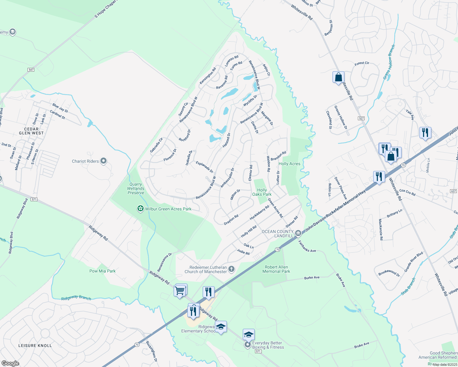 map of restaurants, bars, coffee shops, grocery stores, and more near 4 Gascony Cir in Manchester Township