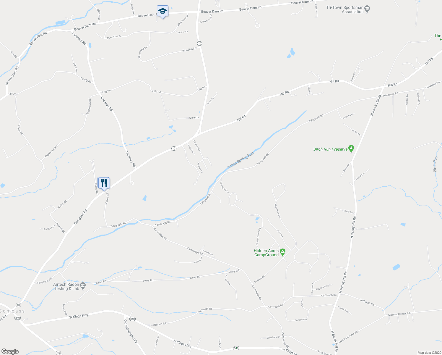 map of restaurants, bars, coffee shops, grocery stores, and more near 6 Spring Hill Lane in Coatesville