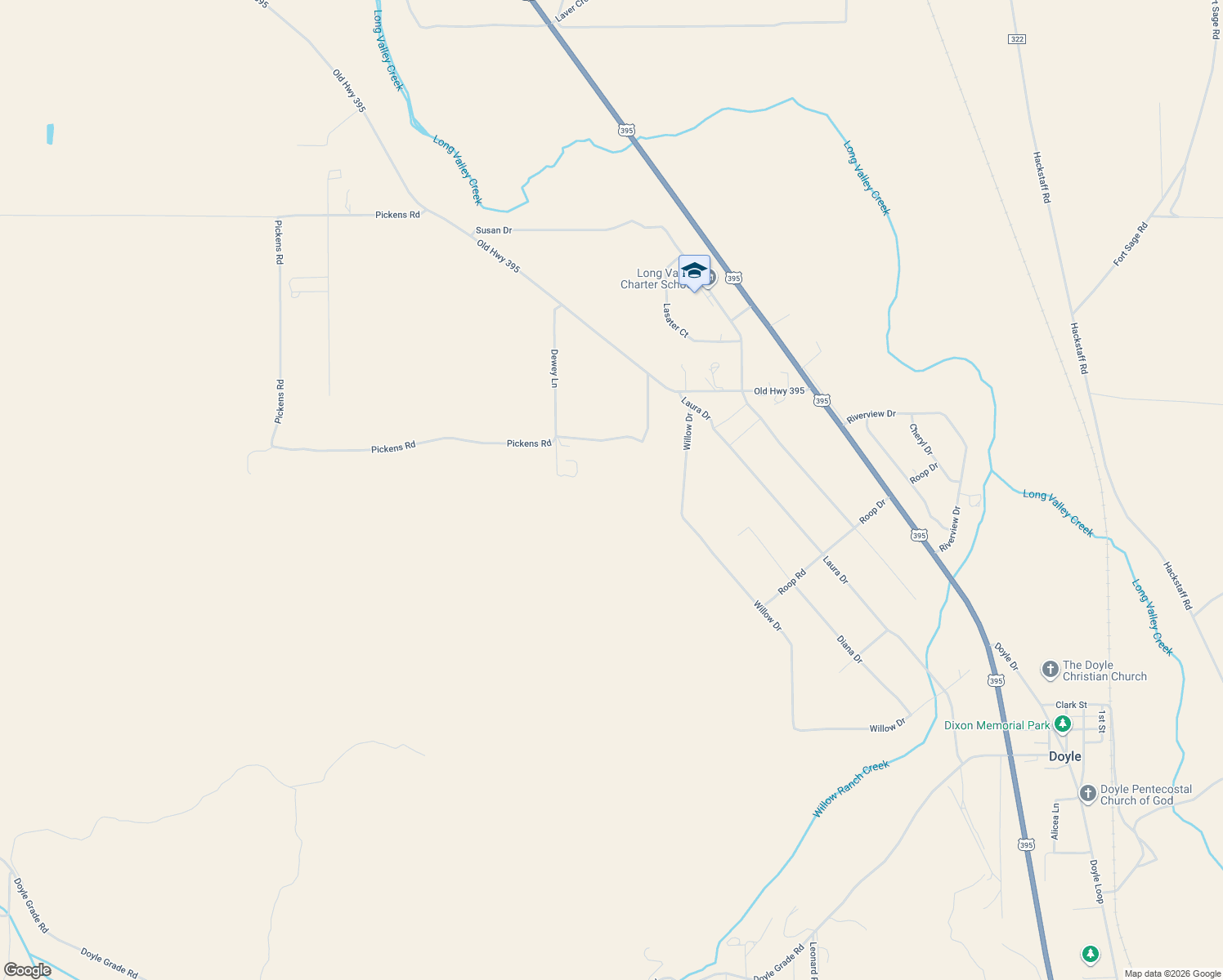 map of restaurants, bars, coffee shops, grocery stores, and more near 436605 Old Highway Road in Doyle