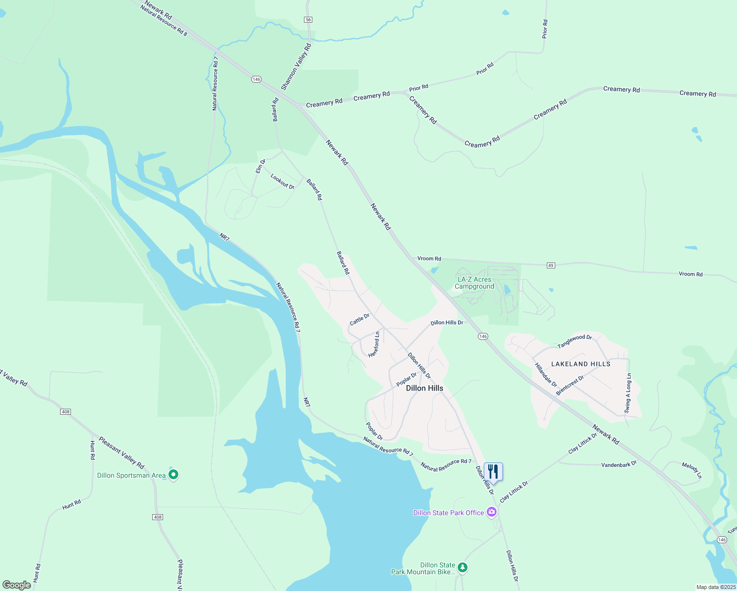 map of restaurants, bars, coffee shops, grocery stores, and more near 6060 Ballard Road in Nashport