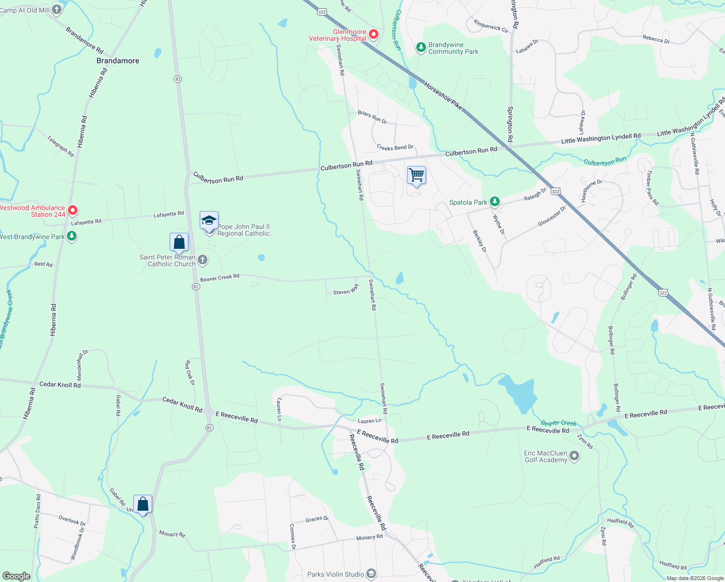 map of restaurants, bars, coffee shops, grocery stores, and more near 24 Steven Way in Coatesville