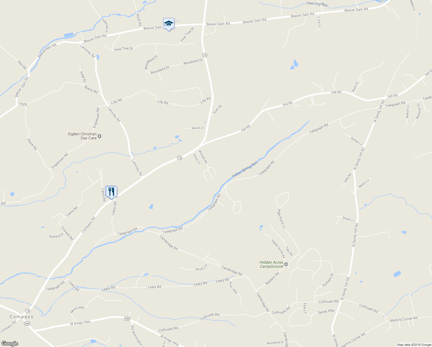 map of restaurants, bars, coffee shops, grocery stores, and more near 112 Hideaway Lane in Honey Brook