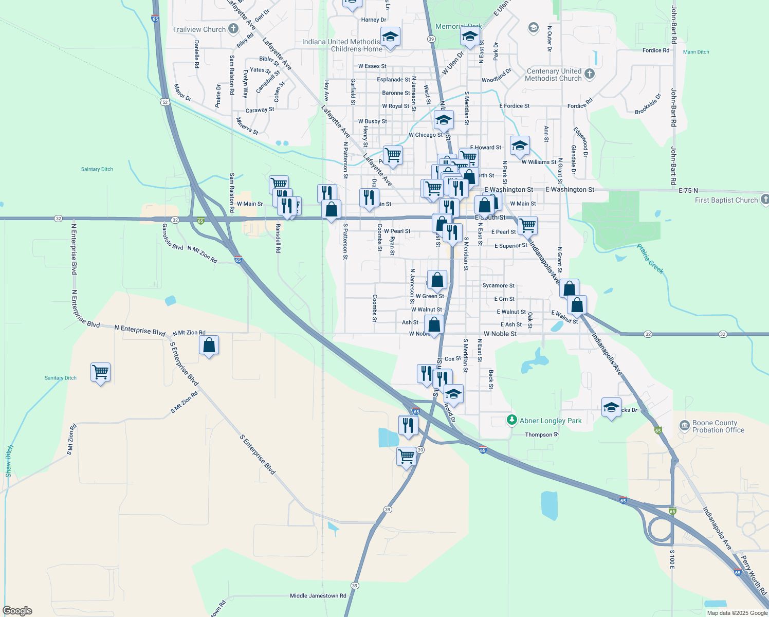 map of restaurants, bars, coffee shops, grocery stores, and more near 616 West Walnut Street in Lebanon