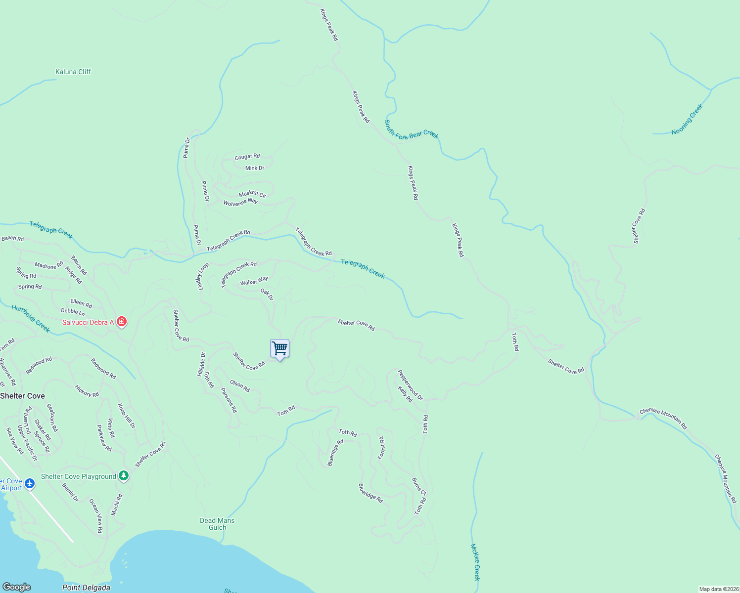 map of restaurants, bars, coffee shops, grocery stores, and more near 355 Cedarwood Court in Whitethorn