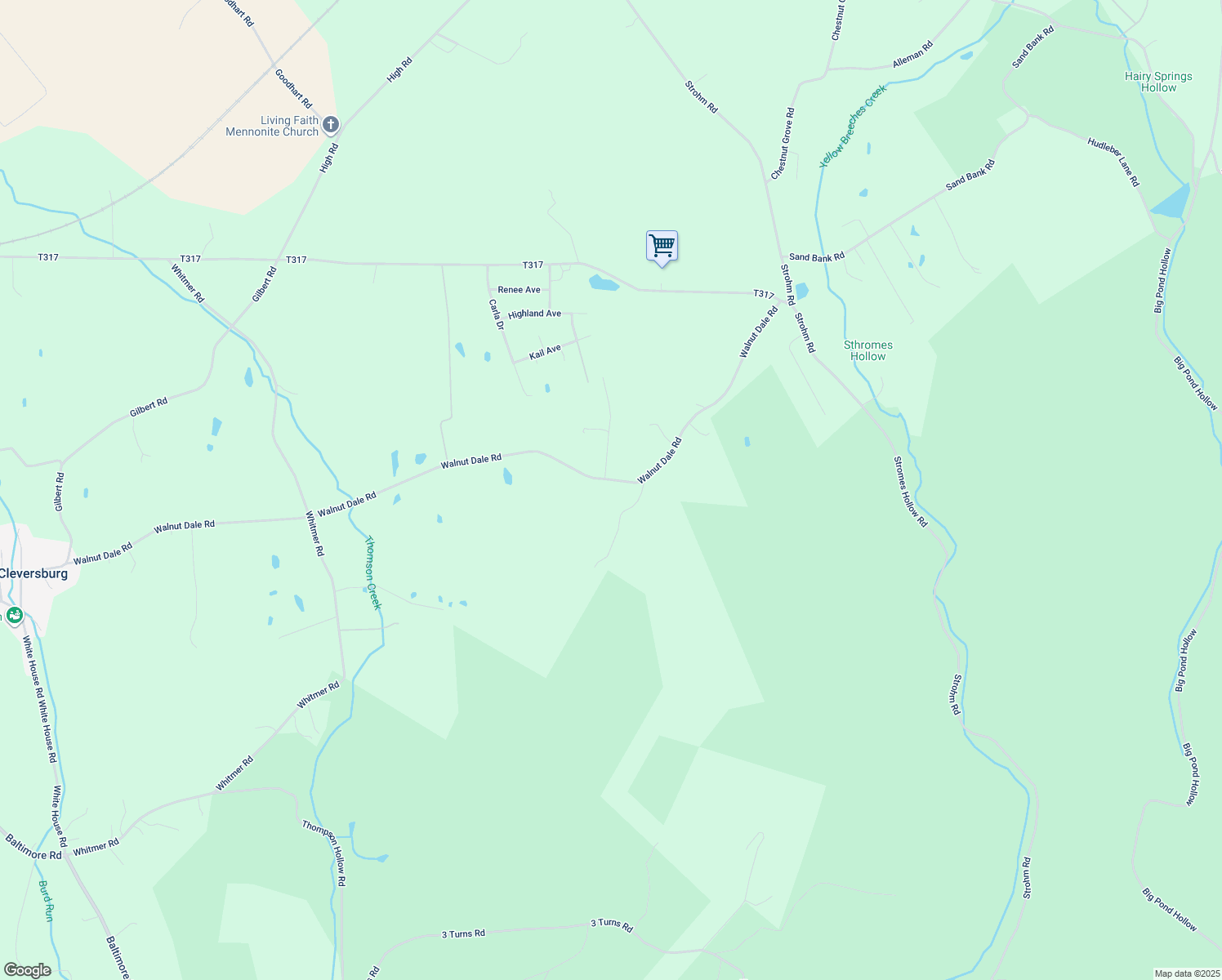 map of restaurants, bars, coffee shops, grocery stores, and more near 217 Walnut Dale Rd in Shippensburg