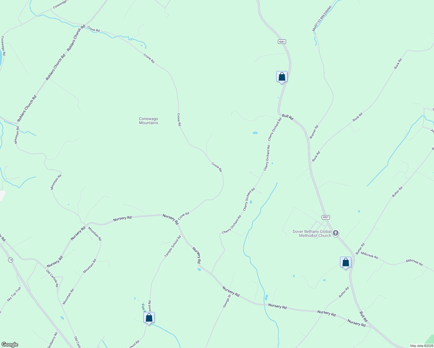 map of restaurants, bars, coffee shops, grocery stores, and more near 5790 Crone Road in Dover