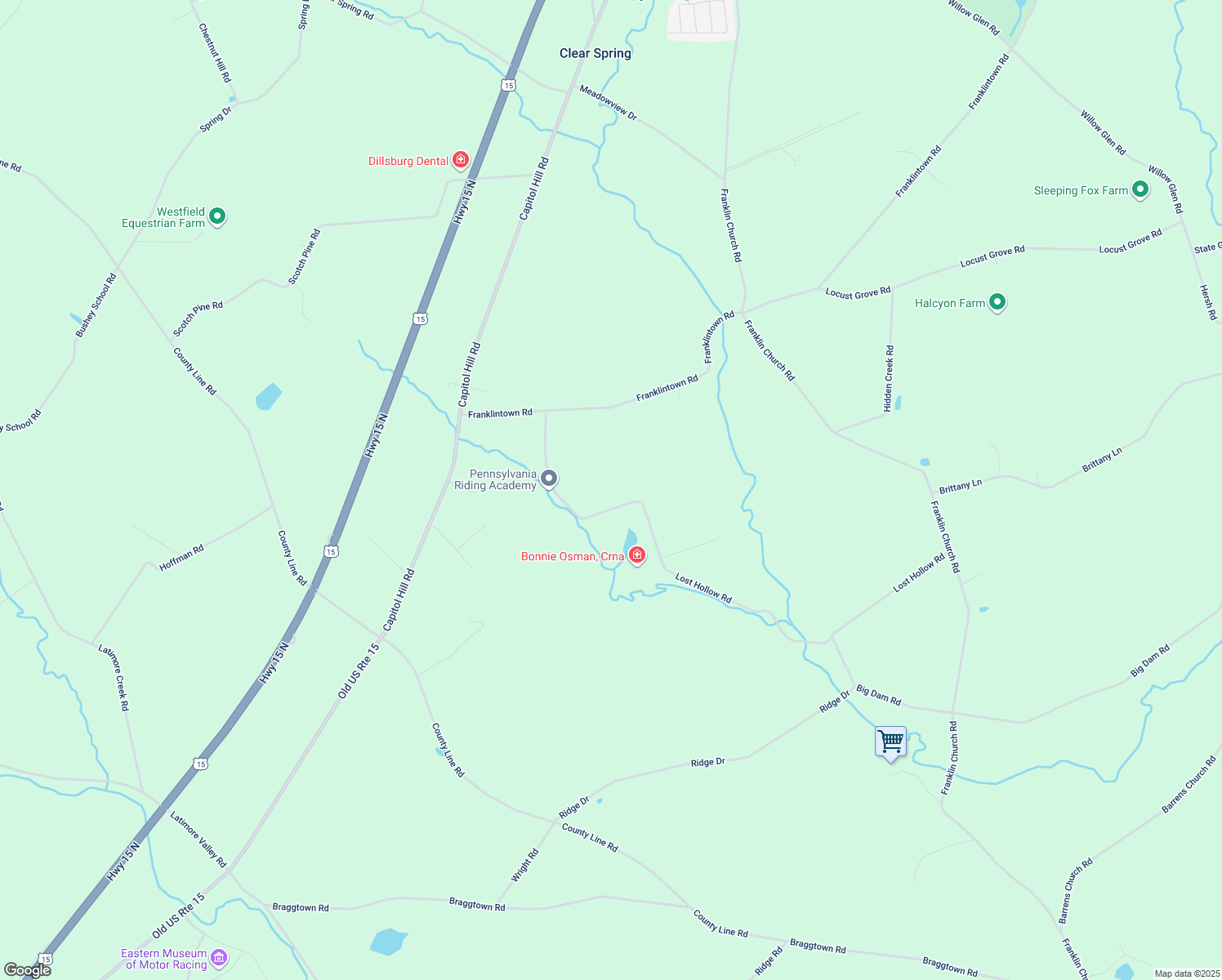map of restaurants, bars, coffee shops, grocery stores, and more near 230 Lost Hollow Rd in Dillsburg