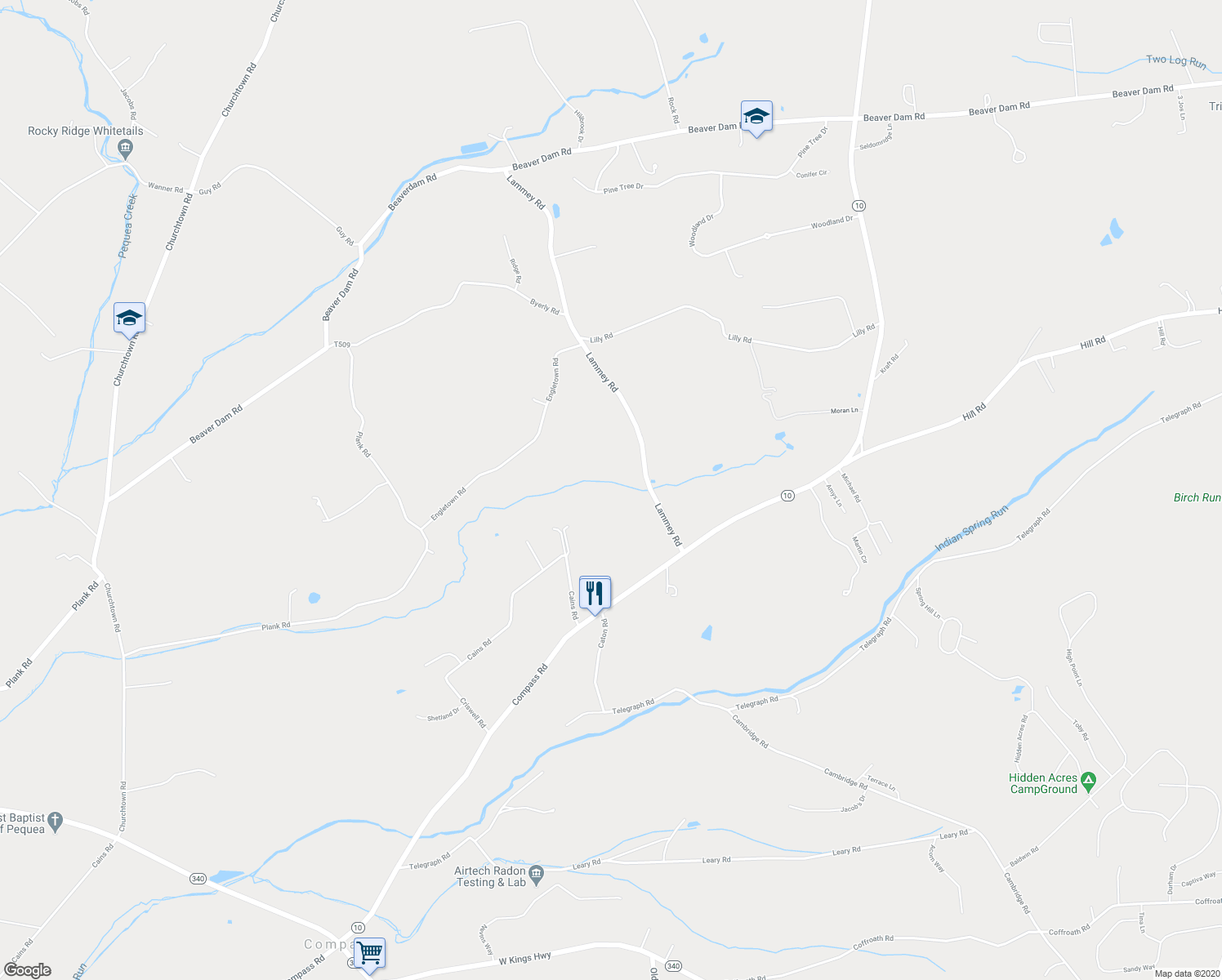 map of restaurants, bars, coffee shops, grocery stores, and more near 700 Lammey Road in Honey Brook