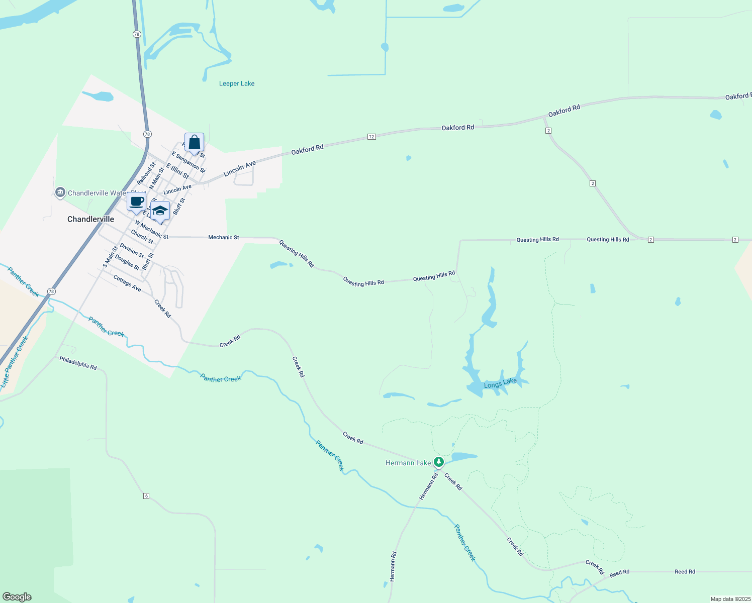 map of restaurants, bars, coffee shops, grocery stores, and more near in Township of Panther Creek