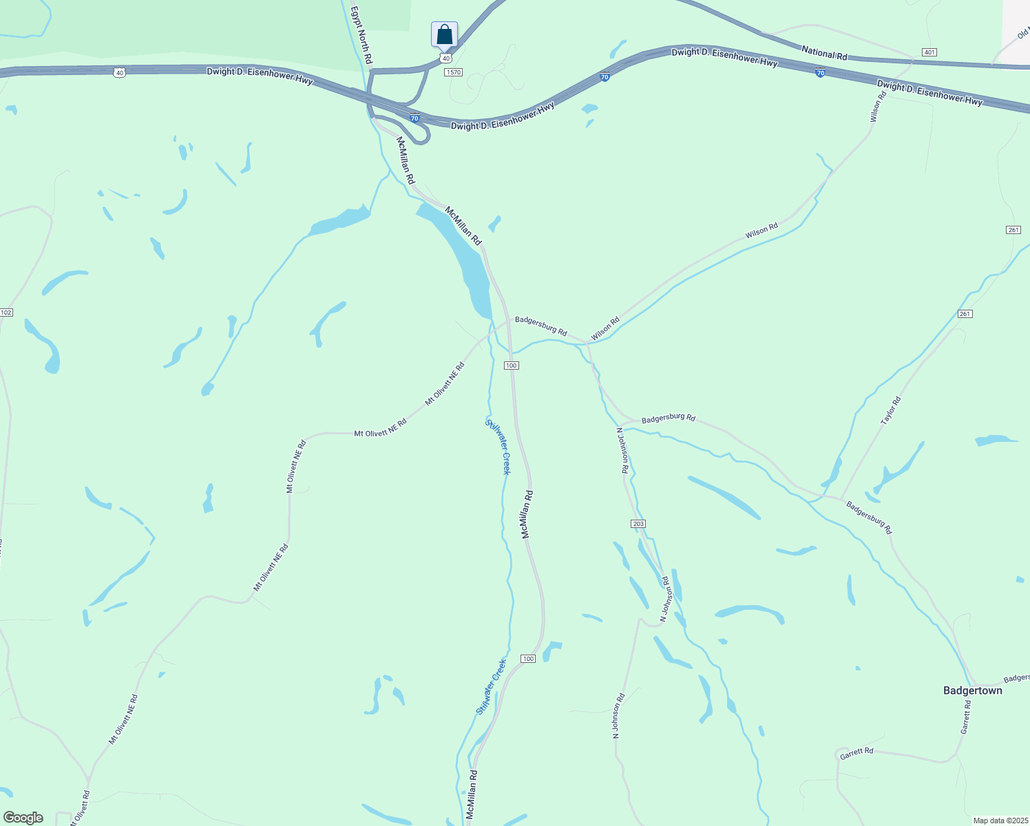 map of restaurants, bars, coffee shops, grocery stores, and more near County Road 100 in Bethesda