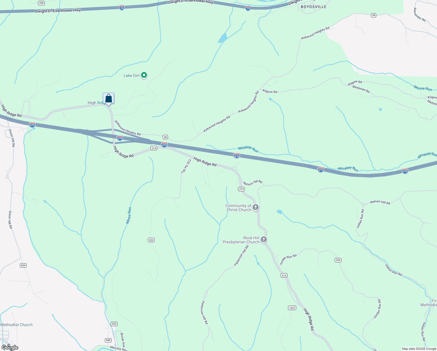 map of restaurants, bars, coffee shops, grocery stores, and more near 55820 High Ridge Road in Bellaire