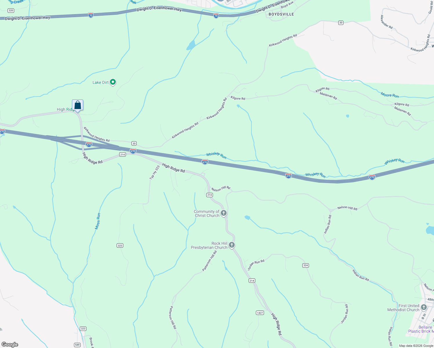 map of restaurants, bars, coffee shops, grocery stores, and more near 56069 Hospital Road in Bellaire