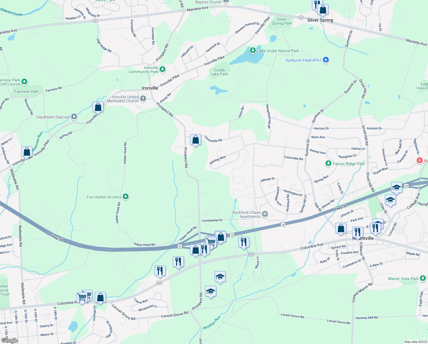 map of restaurants, bars, coffee shops, grocery stores, and more near 3871 Sterling Way in Columbia