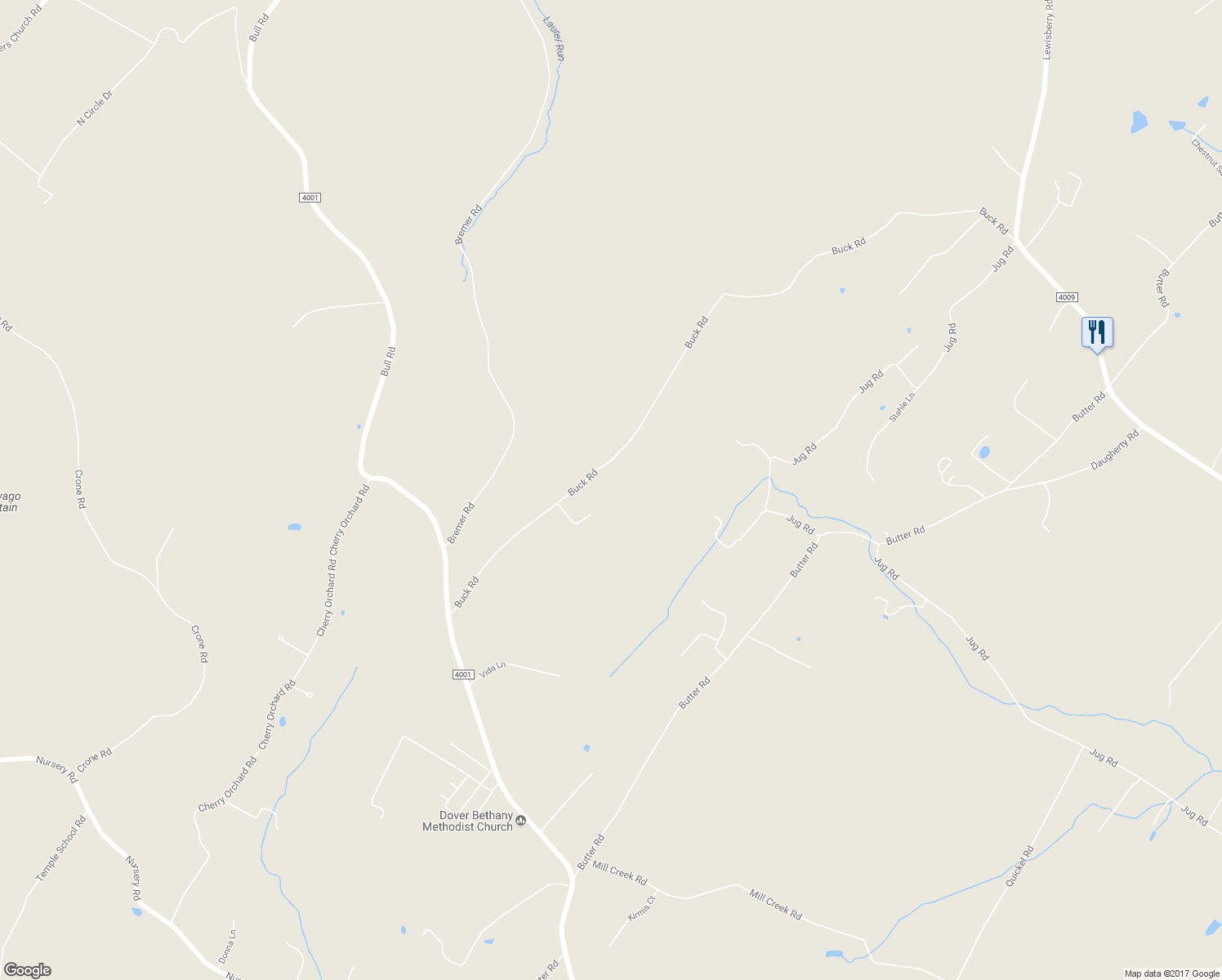 map of restaurants, bars, coffee shops, grocery stores, and more near 800 Buck Road in Dover