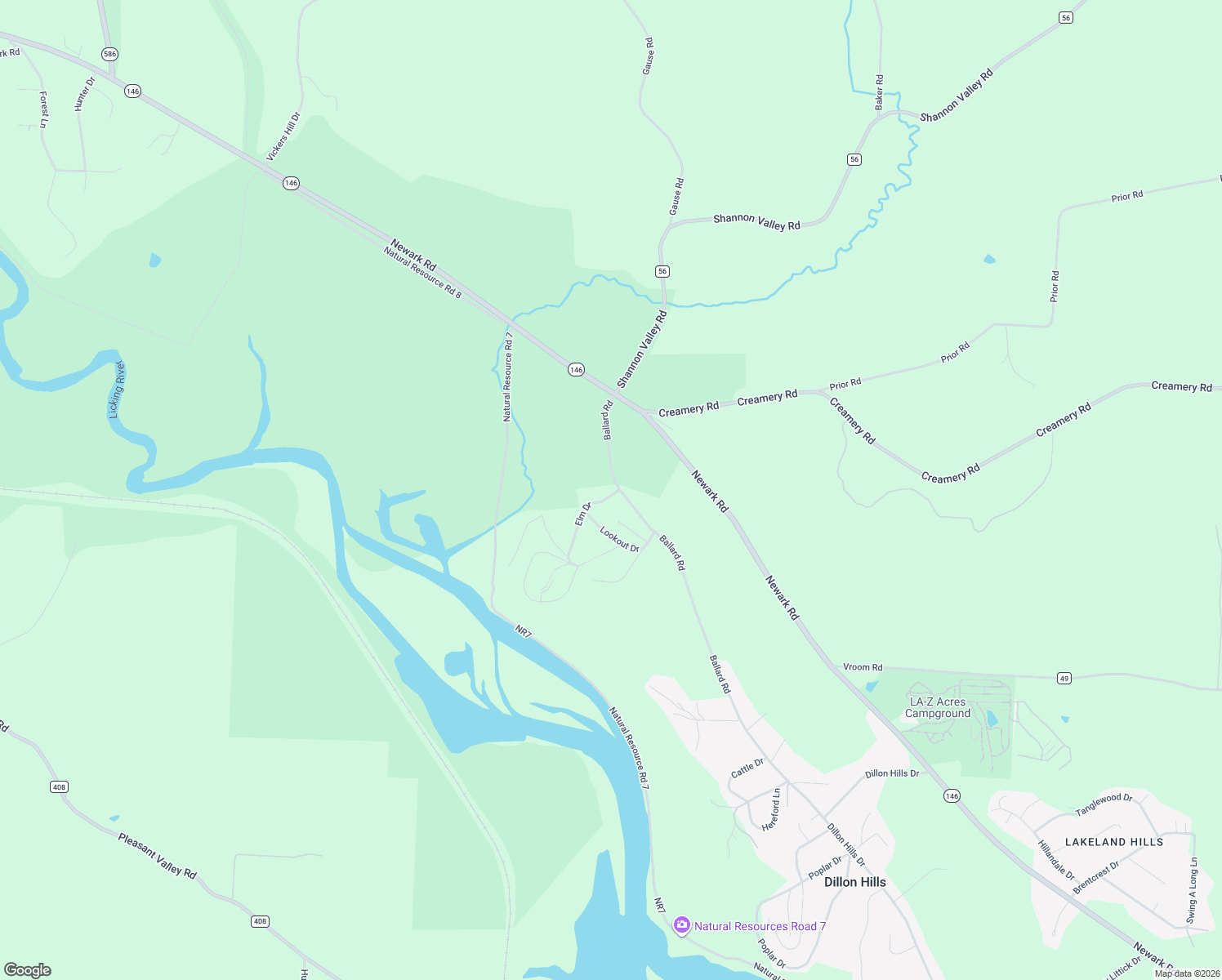 map of restaurants, bars, coffee shops, grocery stores, and more near 6595 Ballard Road in Nashport