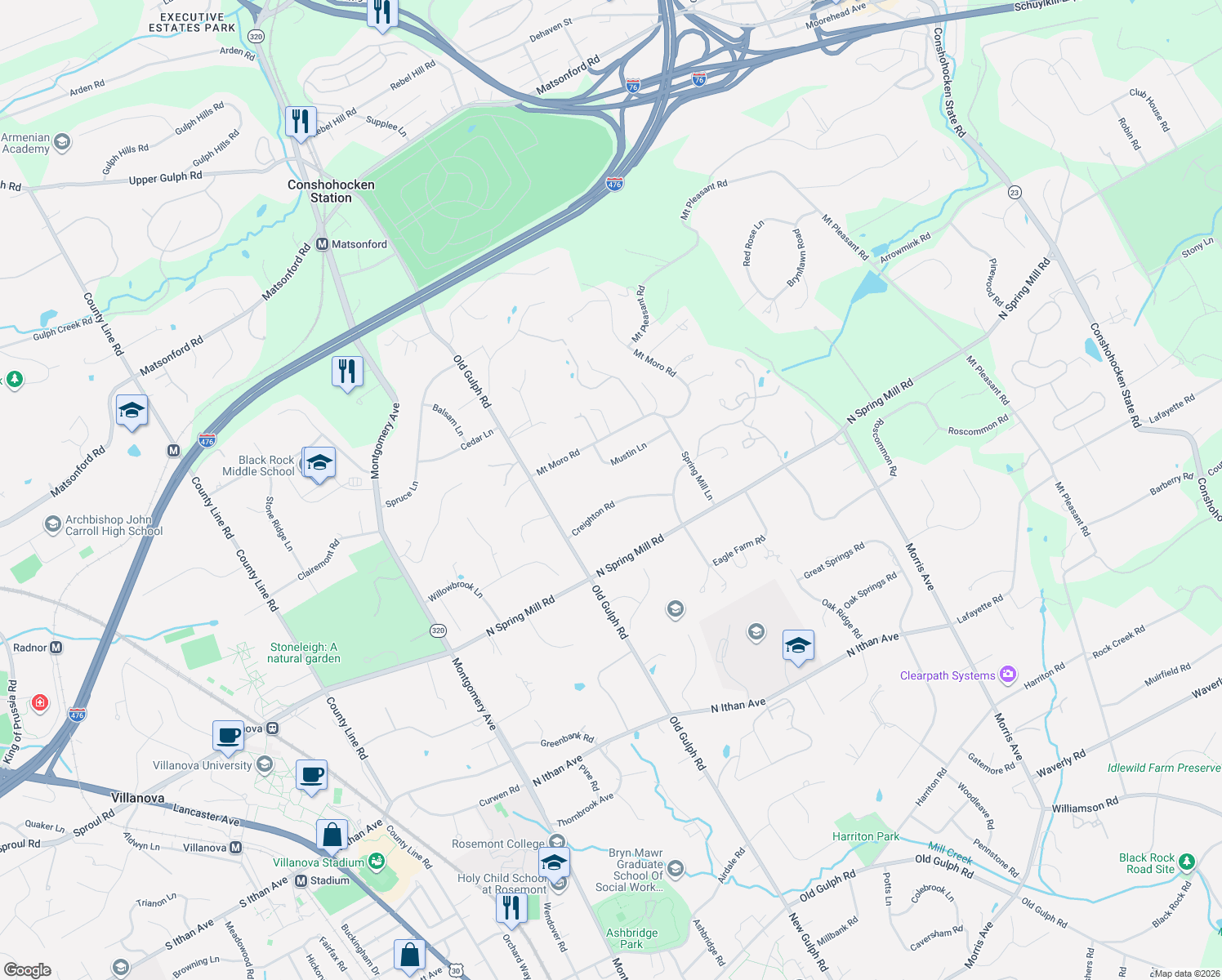 map of restaurants, bars, coffee shops, grocery stores, and more near 636 Creighton Rd in Montgomery