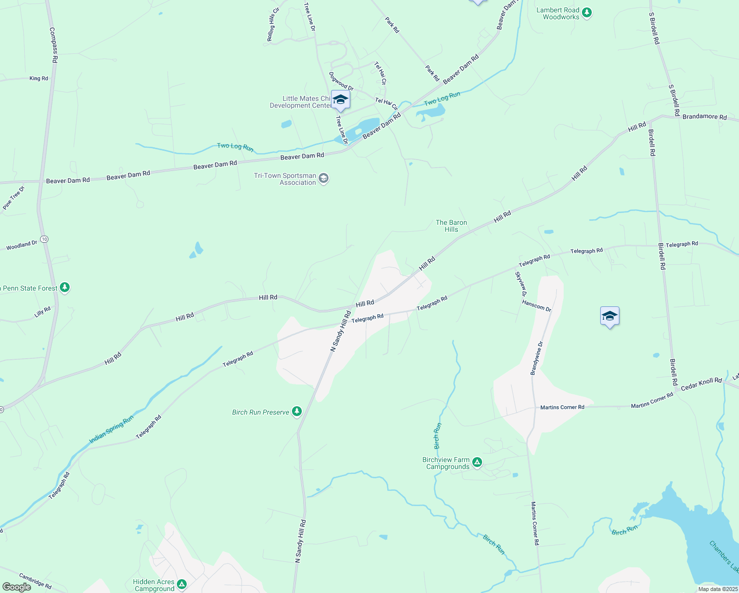 map of restaurants, bars, coffee shops, grocery stores, and more near 309 Hill Rd in Honey Brook