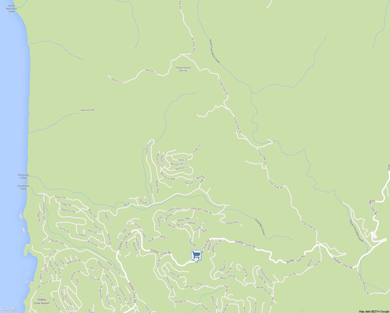 map of restaurants, bars, coffee shops, grocery stores, and more near 198 Mink Dr in Whitethorn