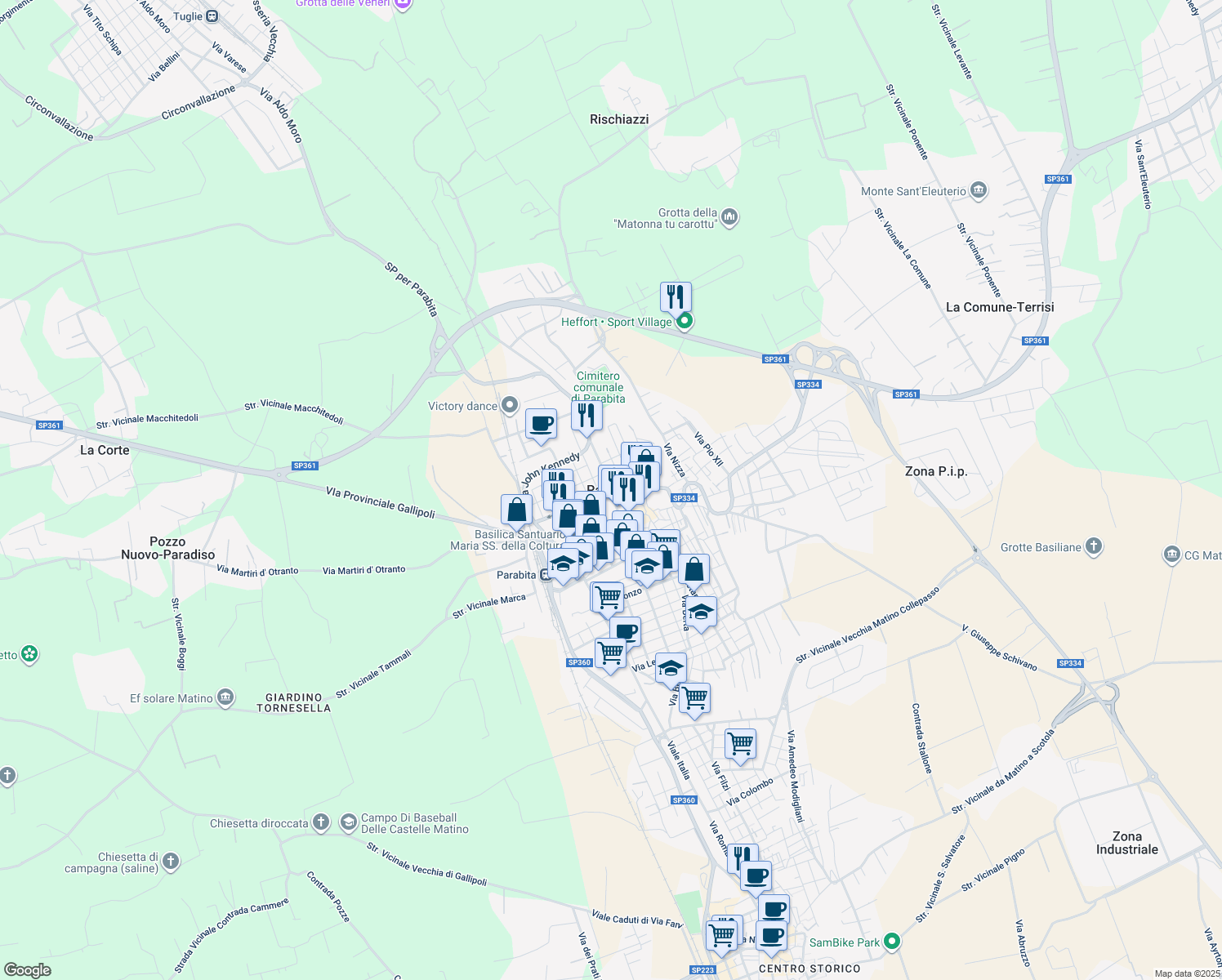 map of restaurants, bars, coffee shops, grocery stores, and more near in Parabita