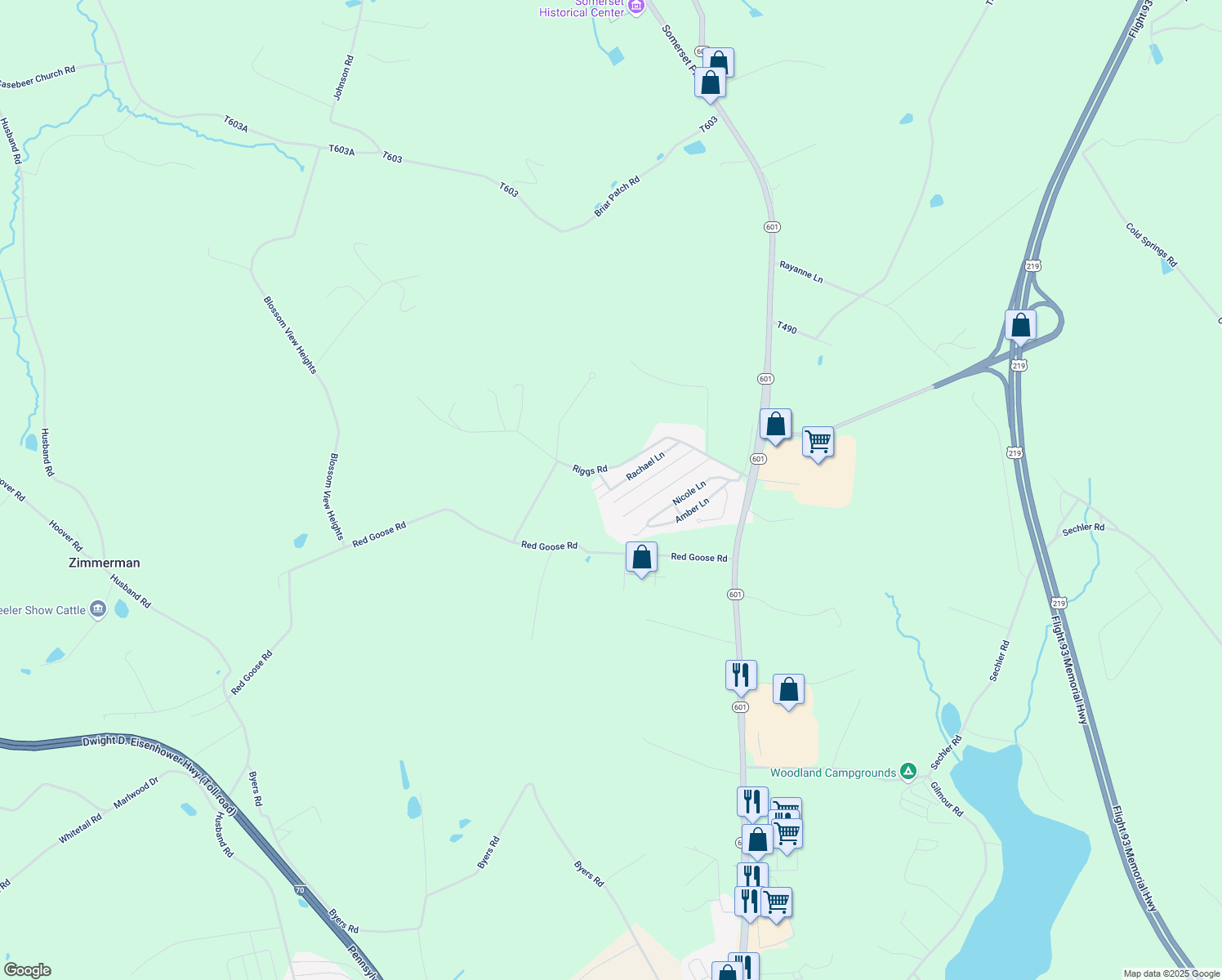 map of restaurants, bars, coffee shops, grocery stores, and more near 186 Rachael Ln in Somerset