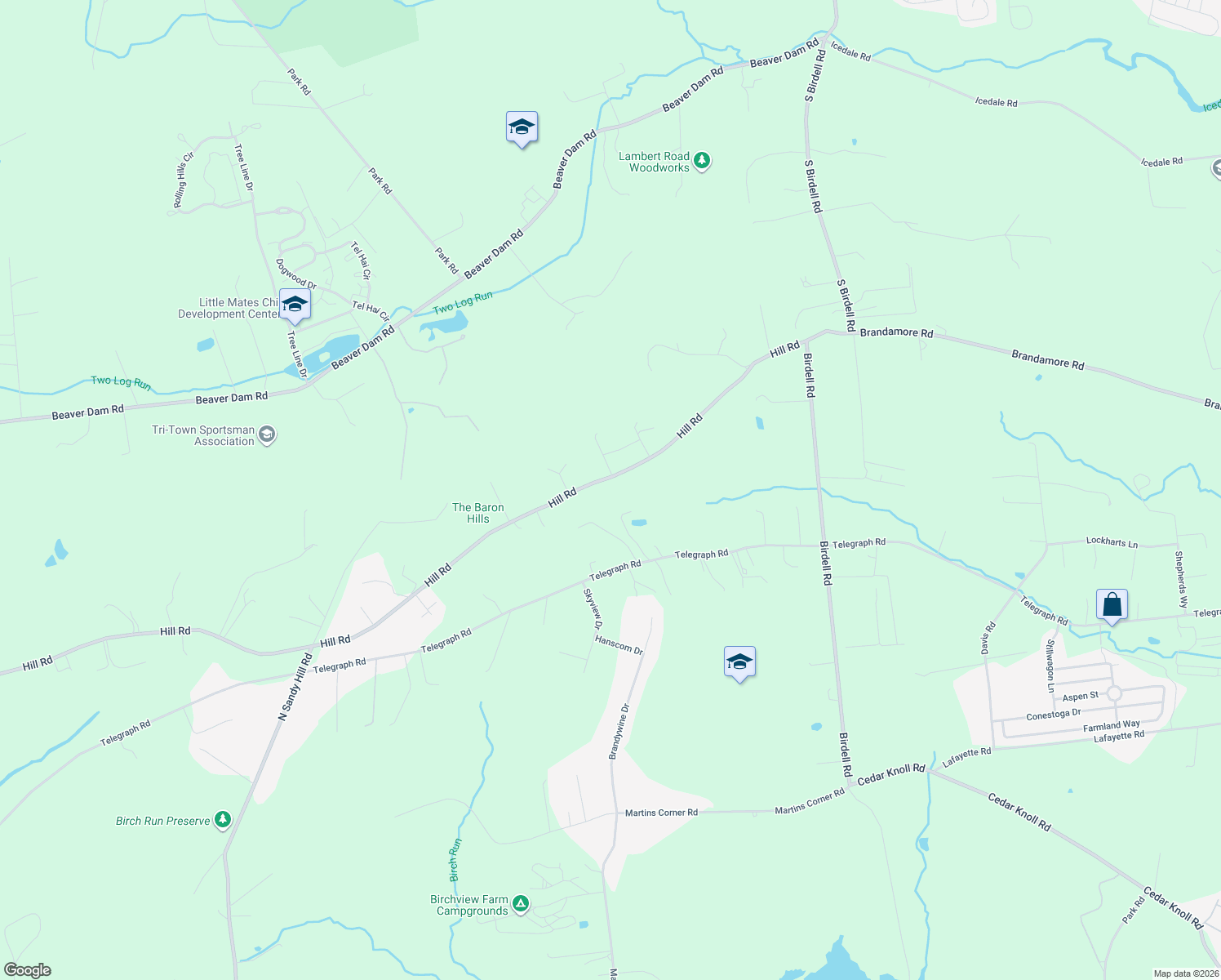 map of restaurants, bars, coffee shops, grocery stores, and more near 236 Hill Road in Coatesville