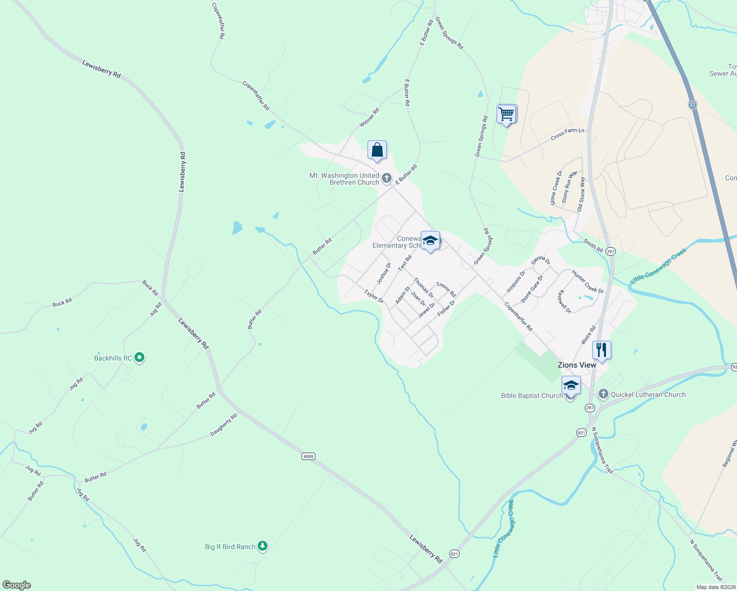 map of restaurants, bars, coffee shops, grocery stores, and more near 230 Taylor Dr in York